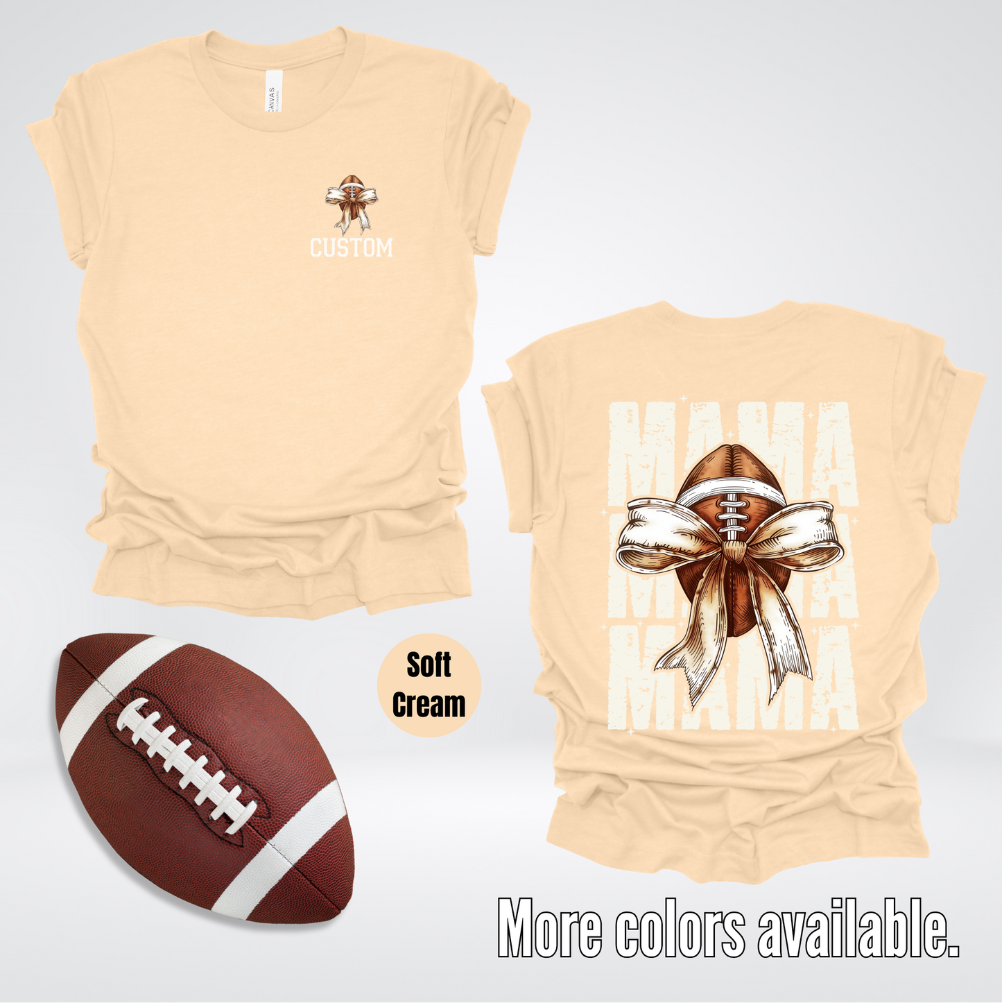 BELLA + CANVAS Custom Name – Coquette Mama - Football Design 28 T-Shirt