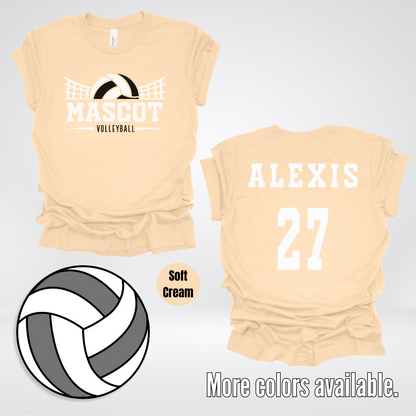 Custom Mascot, Number, & Name - Black - Volleyball Design 17 T-Shirt