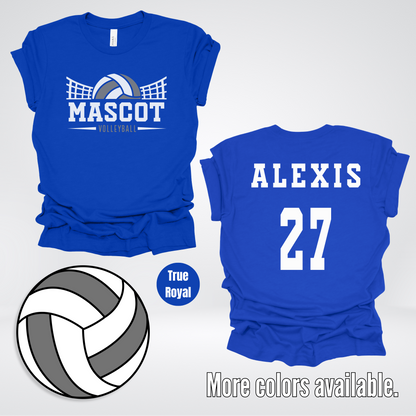 Custom Mascot, Number, & Name - Gray - Volleyball Design 16 T-Shirt