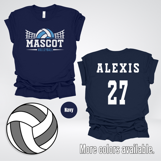 Custom Mascot, Number, & Name – Light Blue - Volleyball Design 24 T-Shirt