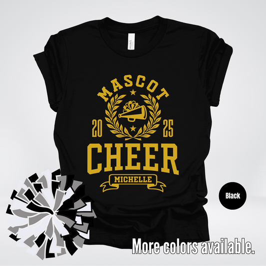 Custom Mascot, Year, & Name – Gold - Cheer Design 22 T-Shirt