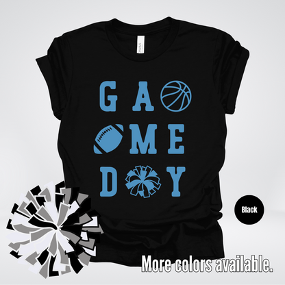 Game Day – Light Blue Design - Basketball Football Cheer T-Shirt