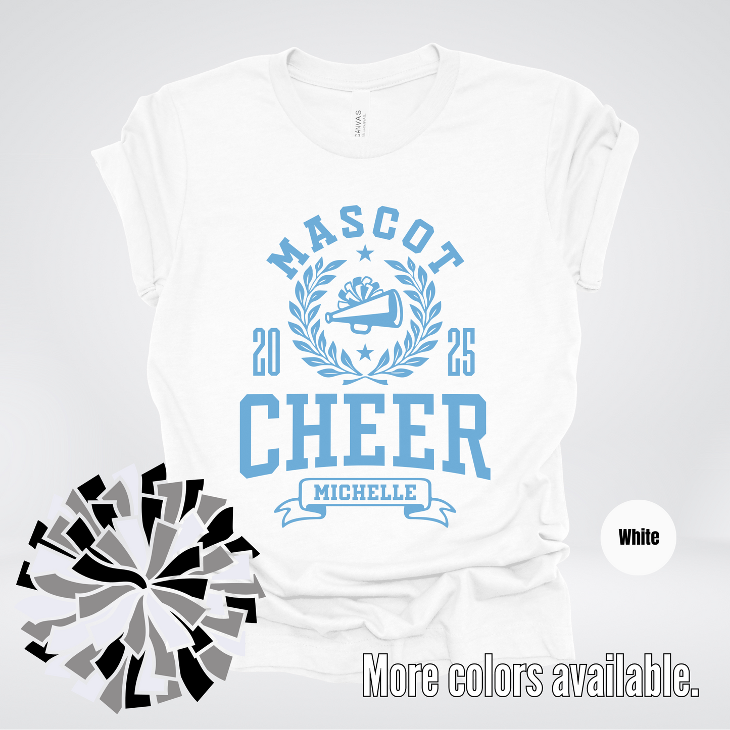 Custom Mascot, Year, & Name – Light Blue - Cheer Design 23 T-Shirt