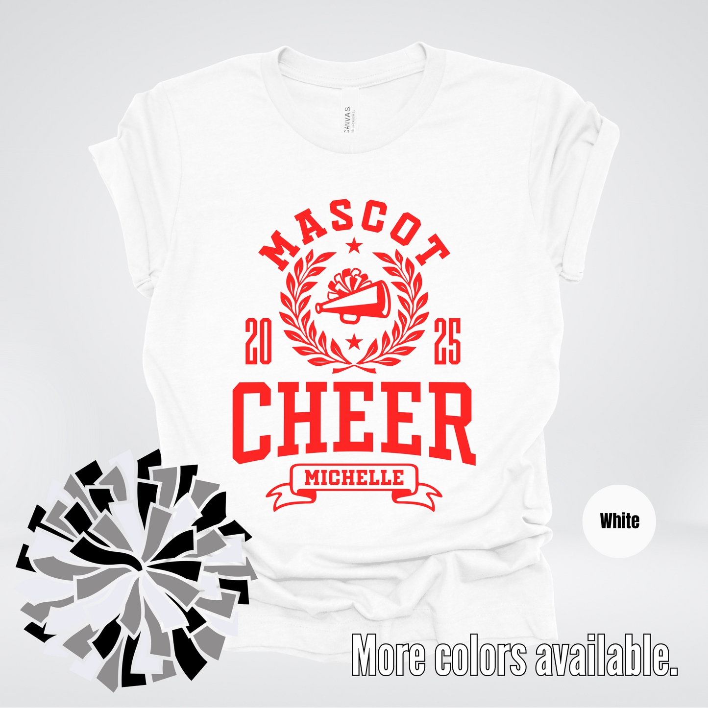 Custom Mascot, Year, & Name – Red - Cheer Design 23 T-Shirt