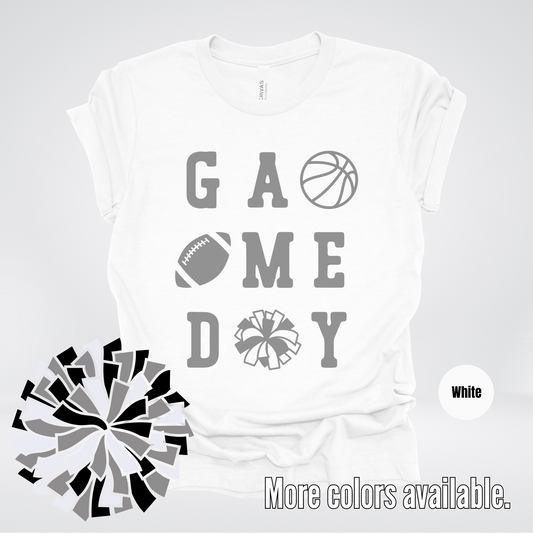 Game Day – Gray Design - Basketball Football Cheer T-Shirt