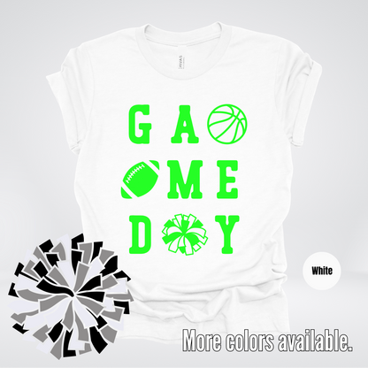 Game Day – Green Design - Basketball Football Cheer T-Shirt