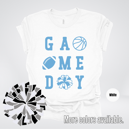 Game Day – Light Blue Design - Basketball Football Cheer T-Shirt