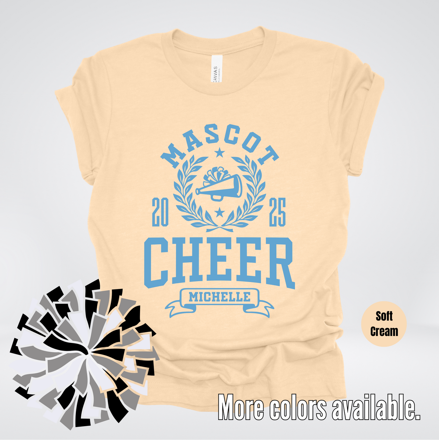 Custom Mascot, Year, & Name – Light Blue - Cheer Design 23 T-Shirt