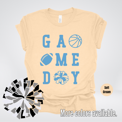 Game Day – Light Blue Design - Basketball Football Cheer T-Shirt