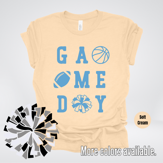 Game Day – Light Blue Design - Basketball Football Cheer T-Shirt