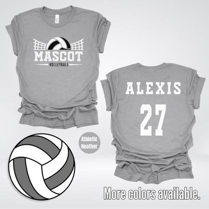 Custom Mascot, Number, & Name - Black - Volleyball Design 17 T-Shirt