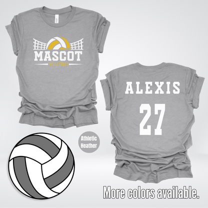 Custom Mascot, Number, & Name - Gold - Volleyball Design 15 T-Shirt