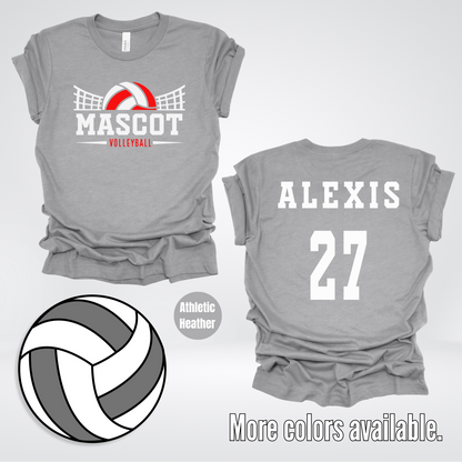 Custom Mascot, Number, & Name - Red - Volleyball Design 20 T-Shirt