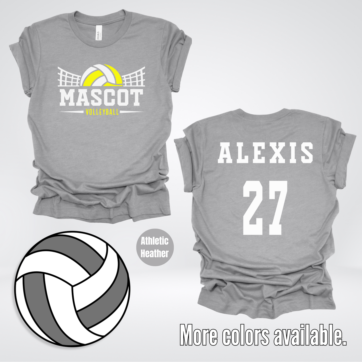 Custom Mascot, Number, & Name - Yellow - Volleyball Design 21 T-Shirt