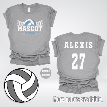 Custom Mascot, Number, & Name – Light Blue - Volleyball Design 24 T-Shirt