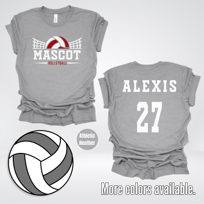 Custom Mascot, Number, & Name – Maroon - Volleyball Design 25 T-Shirt