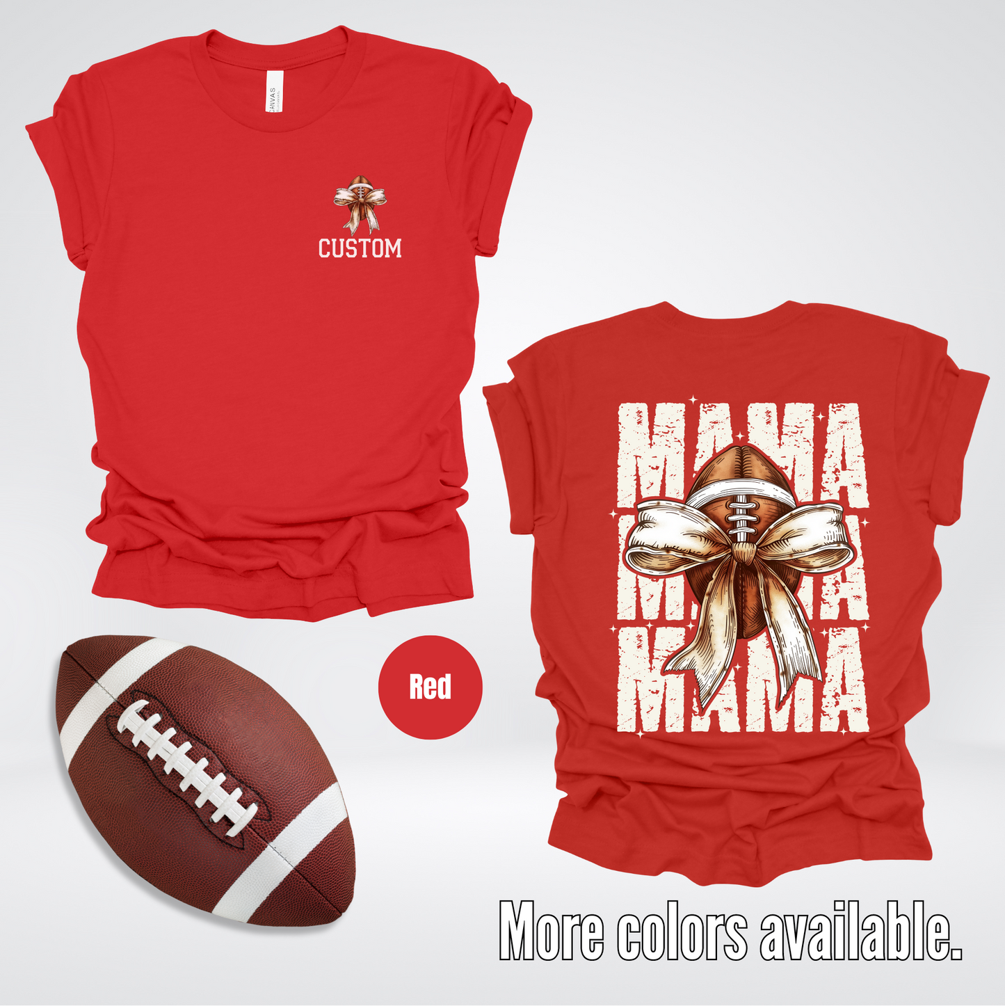 BELLA + CANVAS Custom Name – Coquette Mama - Football Design 28 T-Shirt