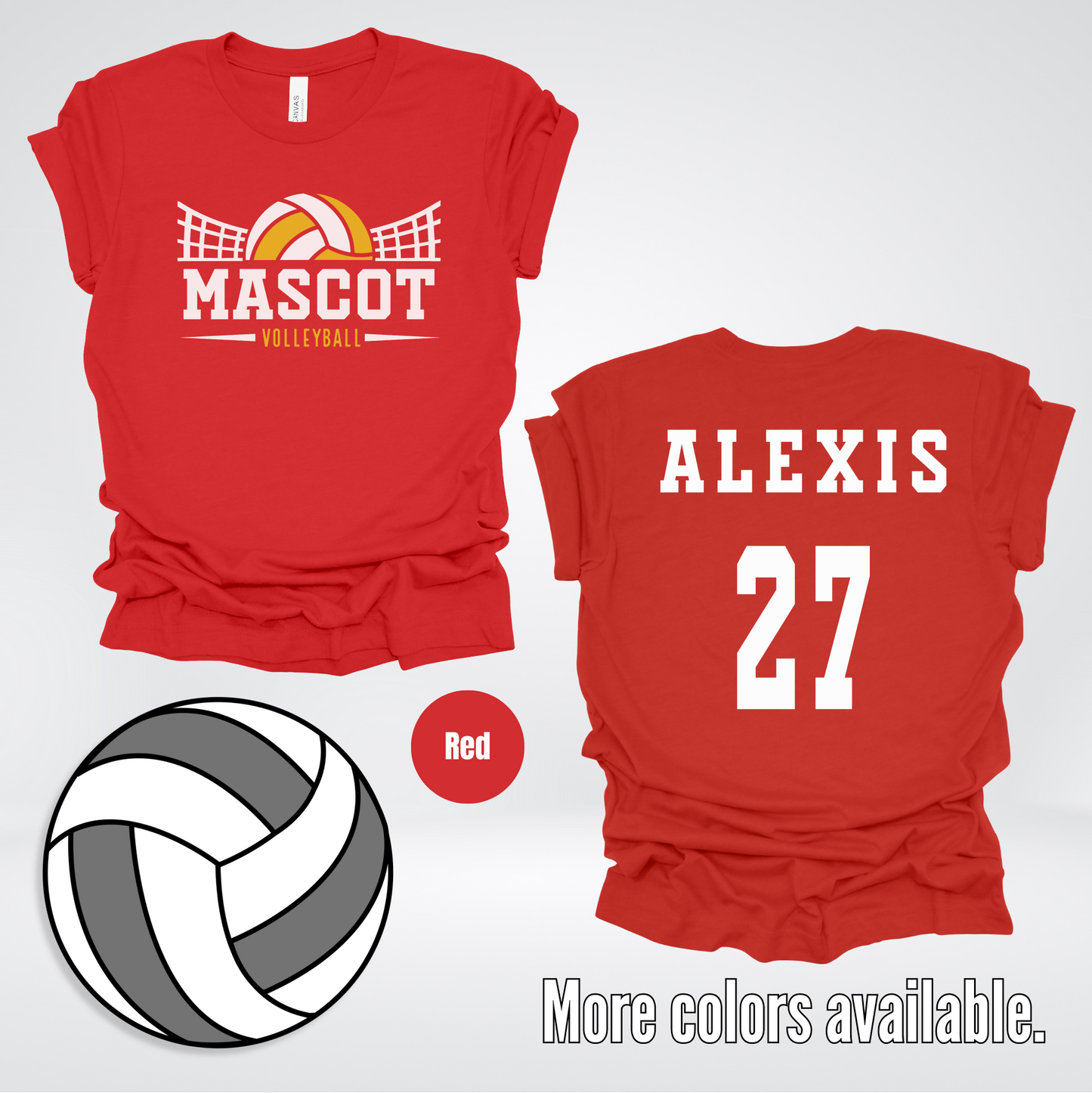 Custom Mascot, Number, & Name - Gold - Volleyball Design 15 T-Shirt