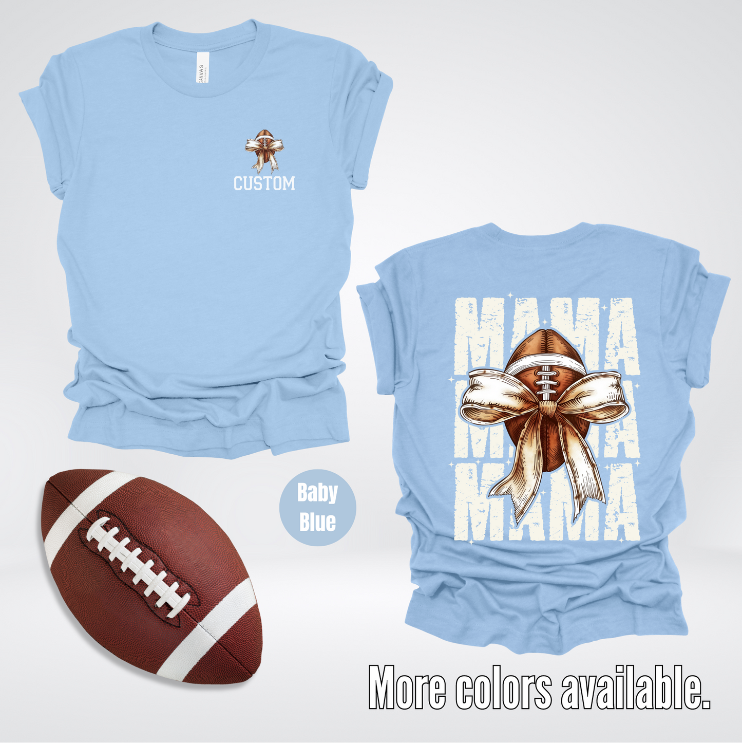 BELLA + CANVAS Custom Name – Coquette Mama - Football Design 28 T-Shirt