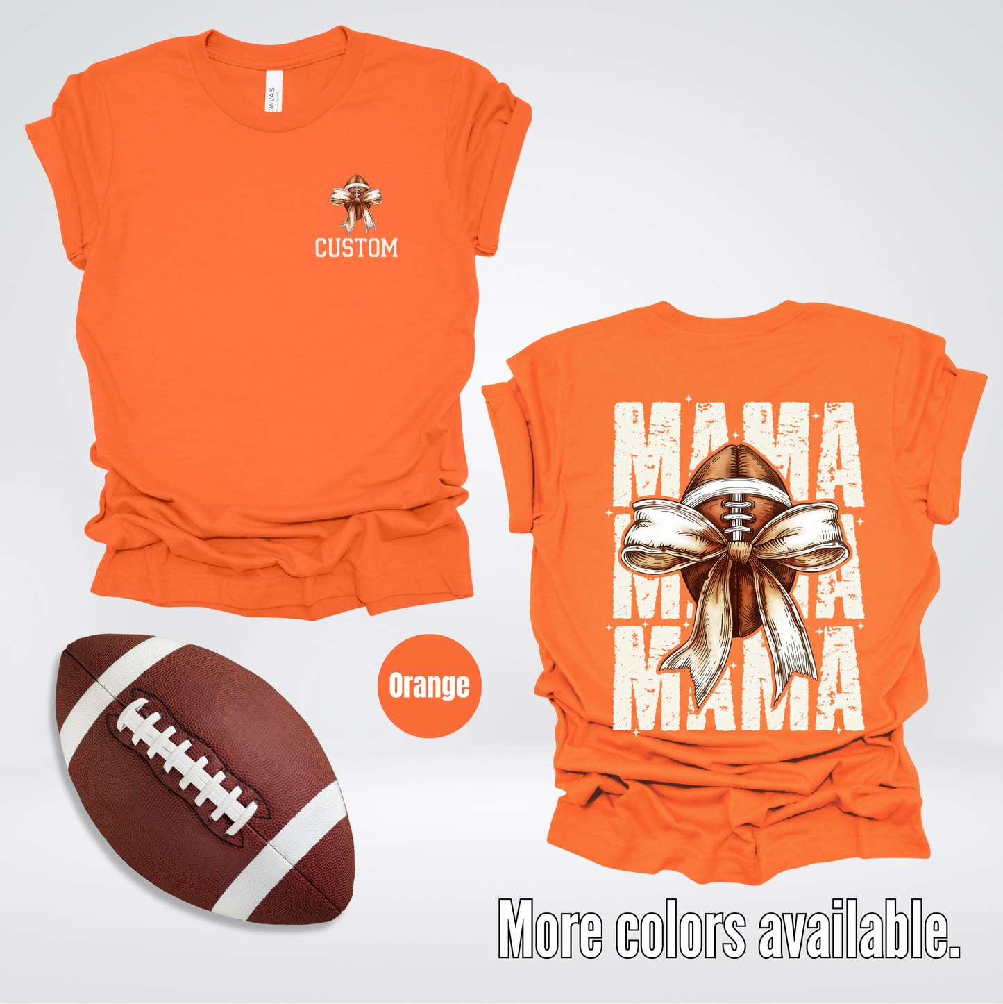 BELLA + CANVAS Custom Name – Coquette Mama - Football Design 28 T-Shirt