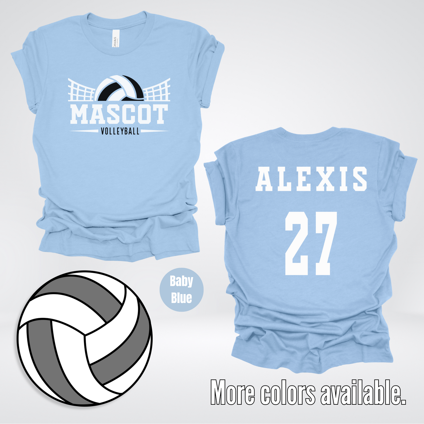 Custom Mascot, Number, & Name - Black - Volleyball Design 17 T-Shirt