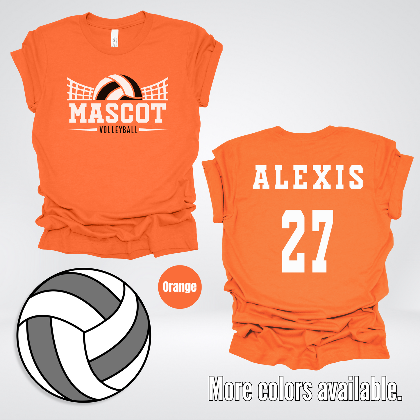 Custom Mascot, Number, & Name - Black - Volleyball Design 17 T-Shirt