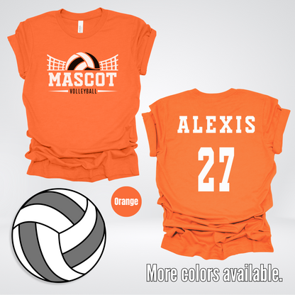 Custom Mascot, Number, & Name - Black - Volleyball Design 17 T-Shirt