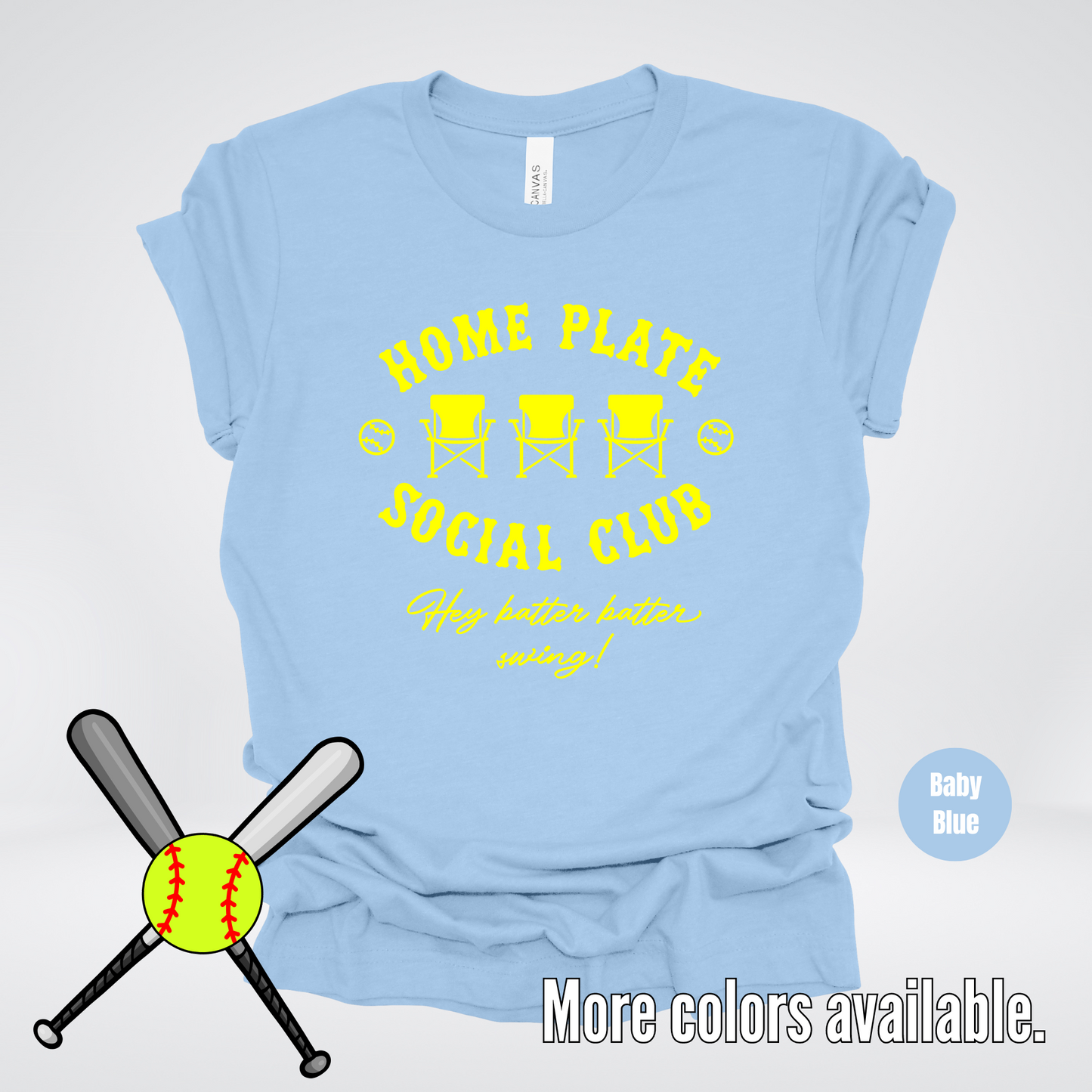 Home Plate Social Club – Yellow Design - Softball Baseball T-Shirt