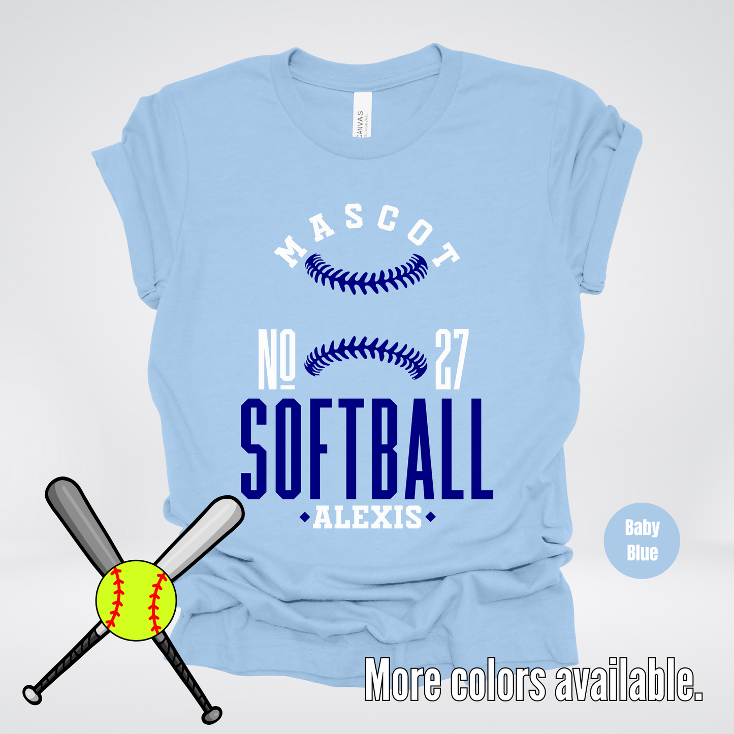 Custom Mascot, Number, & Name – Navy - Softball Design 23 T-Shirt