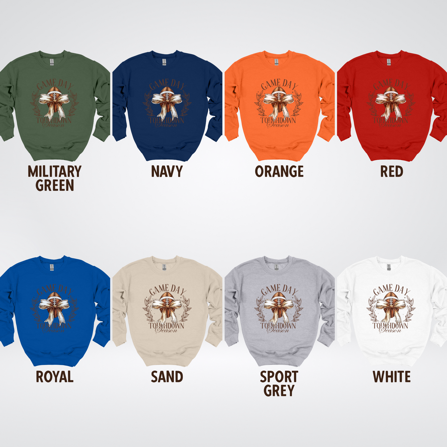 Game Day Touchdown Season Football Coquette Crewneck Sweatshirt