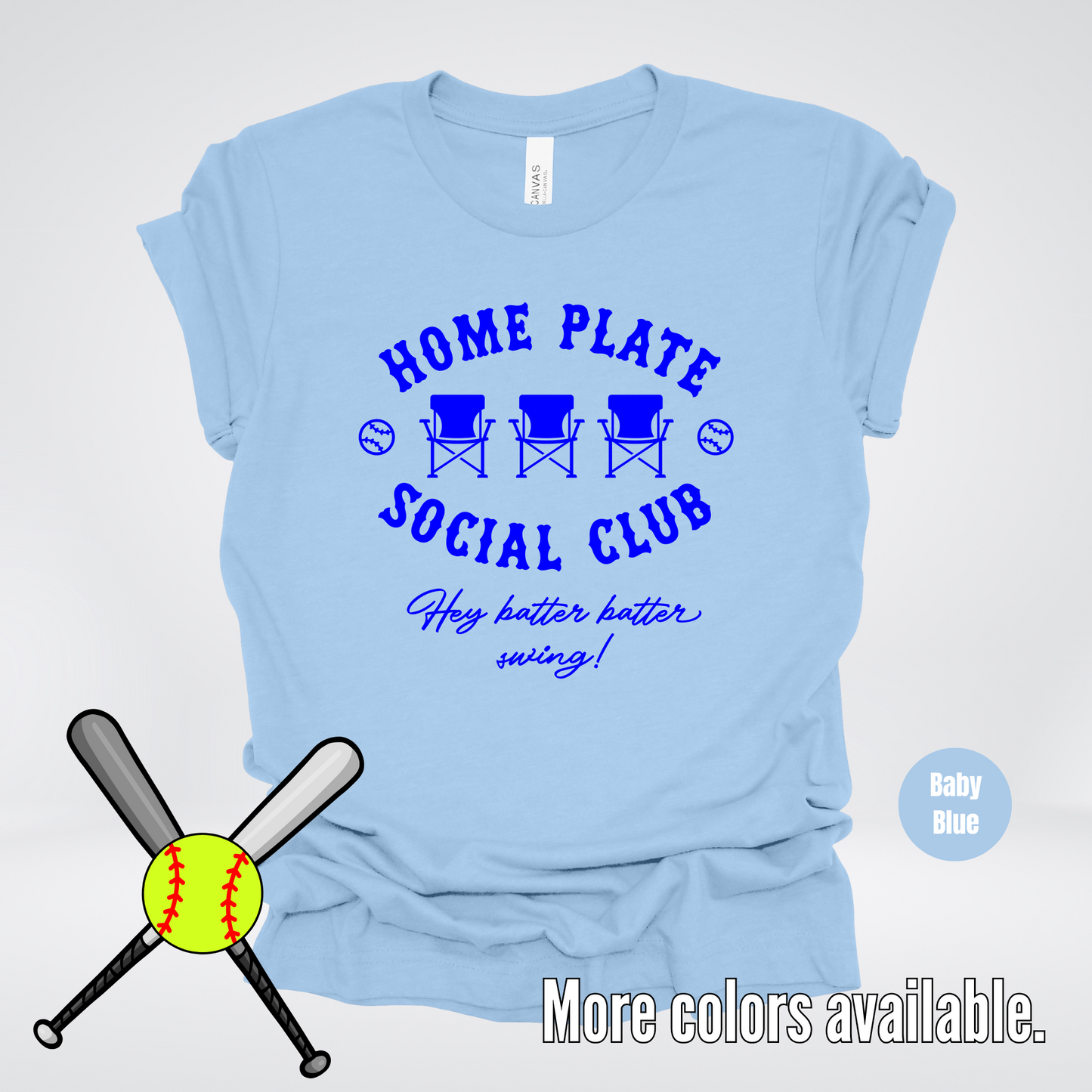 Home Plate Social Club – Blue Design - Softball Baseball T-Shirt