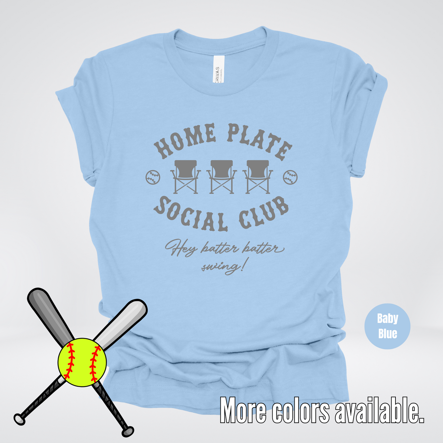 Home Plate Social Club – Gray Design - Softball Baseball T-Shirt