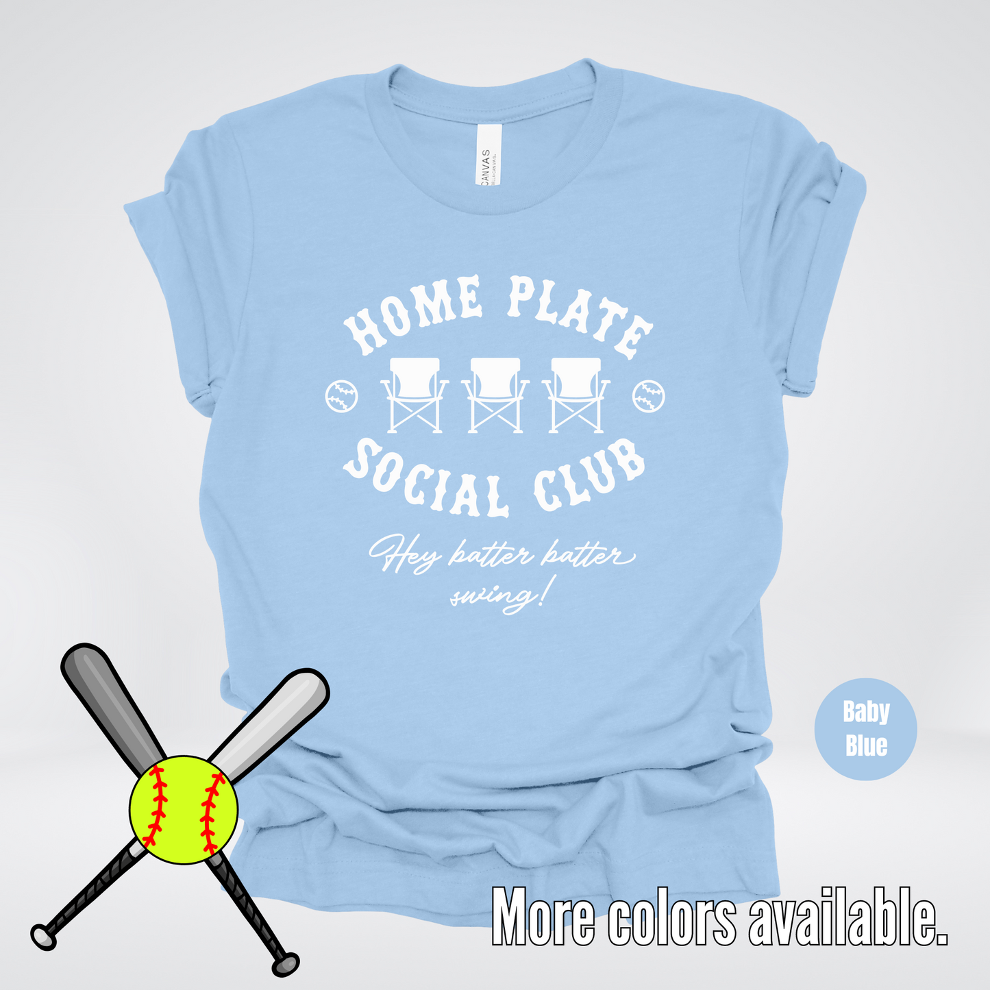 Home Plate Social Club – White Design - Softball Baseball T-Shirt