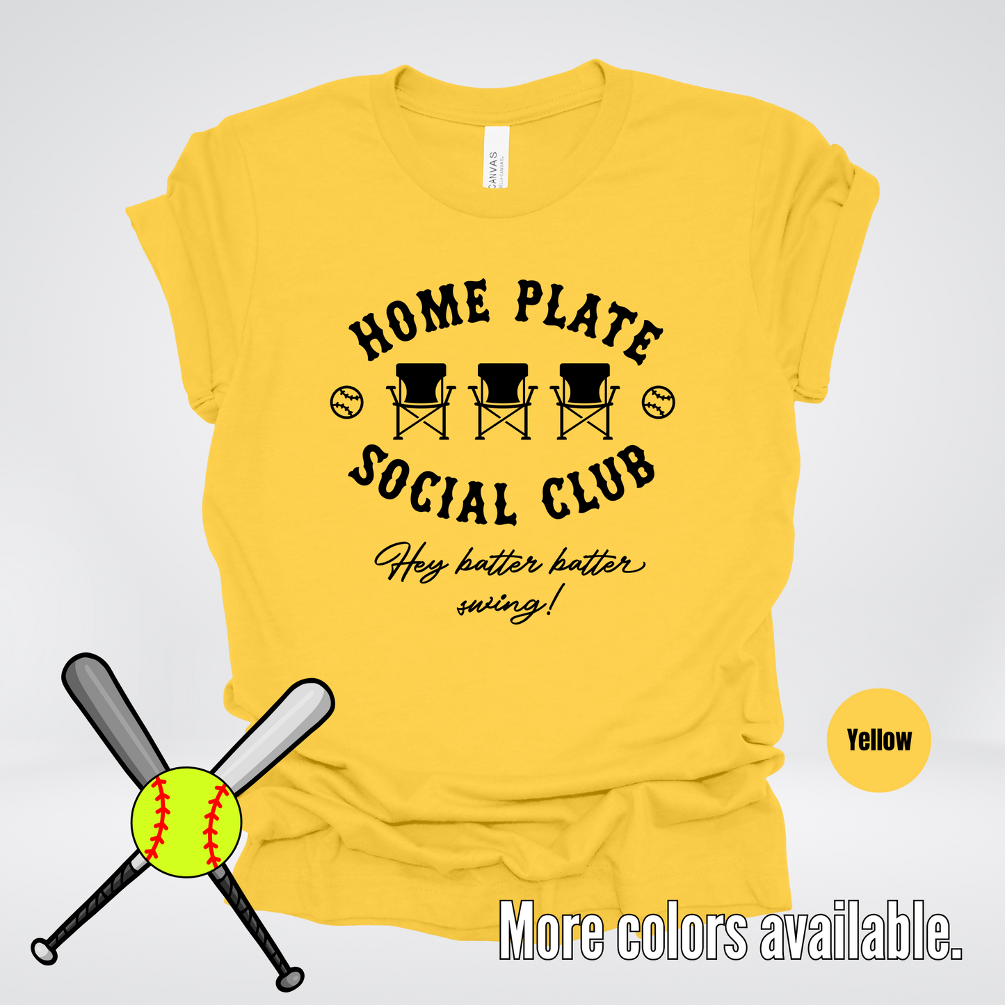 Home Plate Social Club – Black Design - Softball Baseball T-Shirt