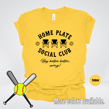 Home Plate Social Club – Black Design - Softball Baseball T-Shirt