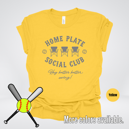 Home Plate Social Club – Gray Design - Softball Baseball T-Shirt