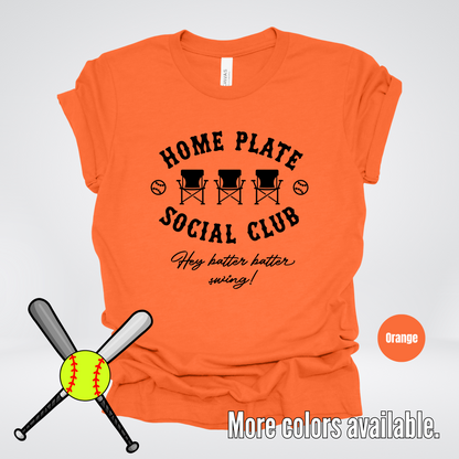 Home Plate Social Club – Black Design - Softball Baseball T-Shirt