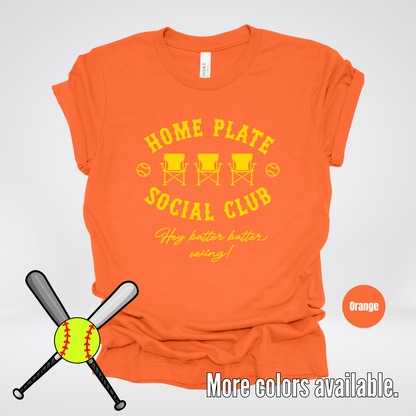 Home Plate Social Club – Gold Design - Softball Baseball T-Shirt