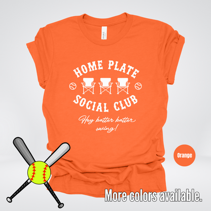 Home Plate Social Club – White Design - Softball Baseball T-Shirt