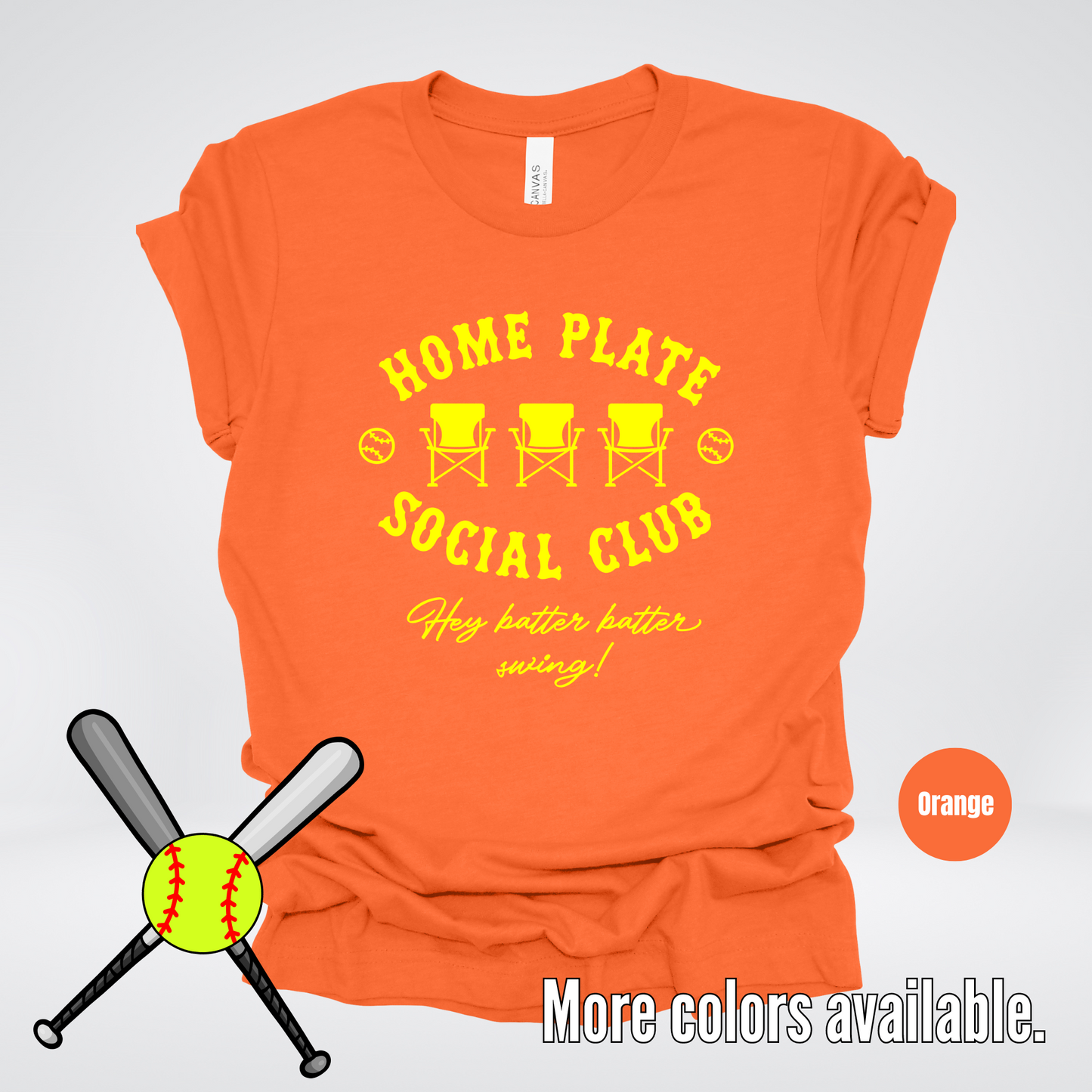 Home Plate Social Club – Yellow Design - Softball Baseball T-Shirt