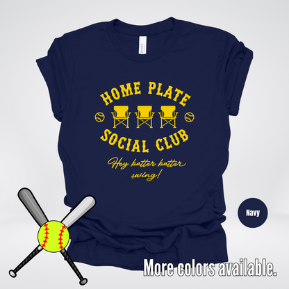 Home Plate Social Club – Gold Design - Softball Baseball T-Shirt