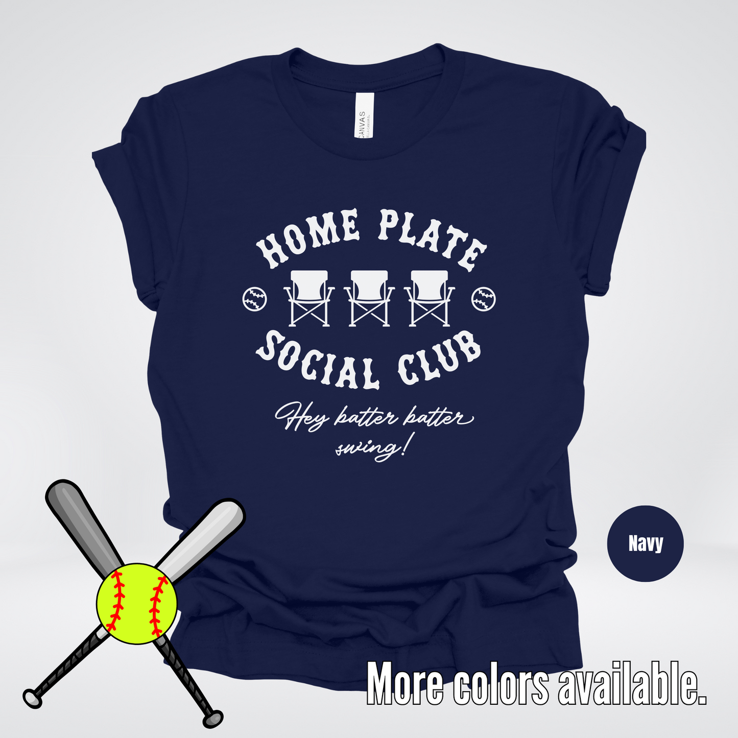 Home Plate Social Club – White Design - Softball Baseball T-Shirt