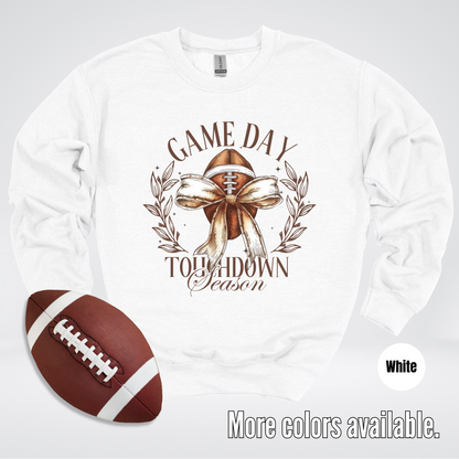 Game Day Touchdown Season Football Coquette Crewneck Sweatshirt