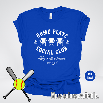 Home Plate Social Club – White Design - Softball Baseball T-Shirt