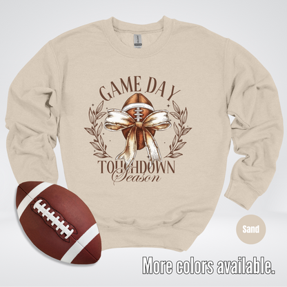 Game Day Touchdown Season Football Coquette Crewneck Sweatshirt