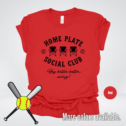 Home Plate Social Club – Black Design - Softball Baseball T-Shirt