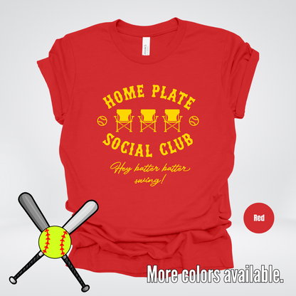 Home Plate Social Club – Gold Design - Softball Baseball T-Shirt