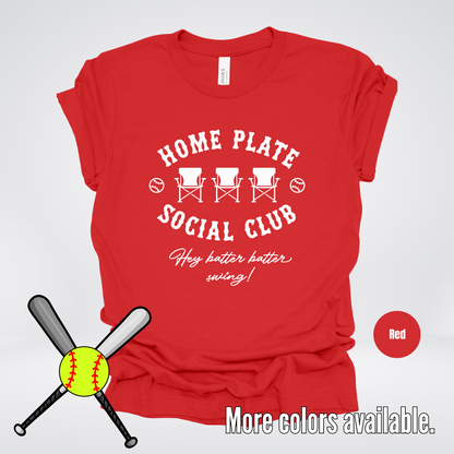 Home Plate Social Club – White Design - Softball Baseball T-Shirt