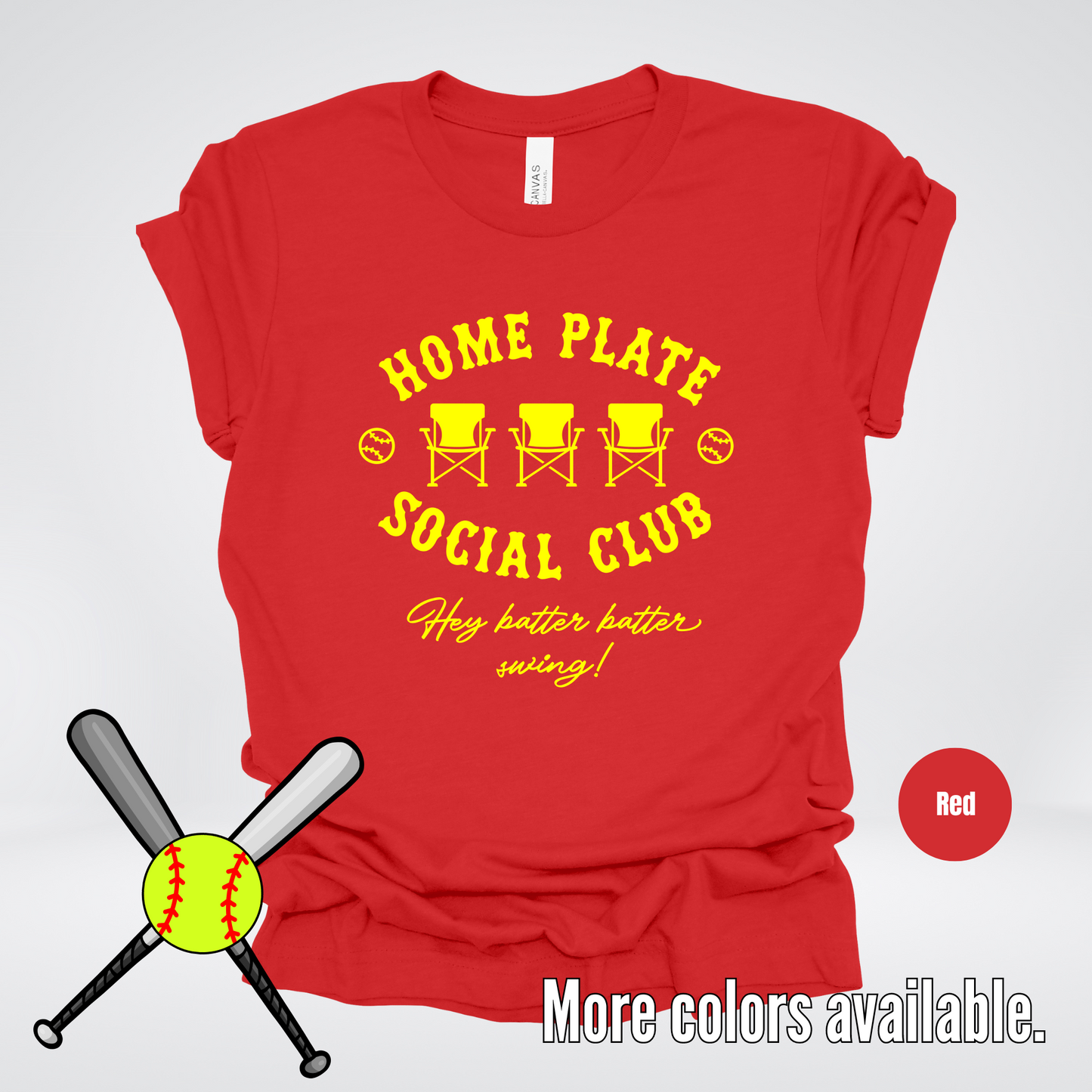 Home Plate Social Club – Yellow Design - Softball Baseball T-Shirt