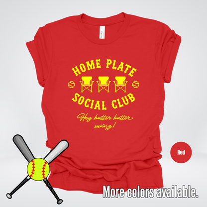 Home Plate Social Club – Yellow Design - Softball Baseball T-Shirt